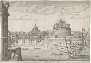 Roma manzarası Propectus caftri e Pontis S. Angeli (nesne üzerindeki başlık) by Lievin Cruyl