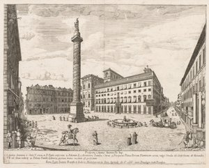 "Prospectus Locurum Urbis Romae Insign[ium]"dan Piazza Colonna by Lievin Cruyl