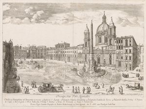 "Prospectus Locurum Urbis Romae Insign[ium]'dan Piazza Navona by Lievin Cruyl