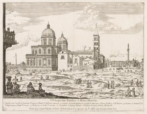 "Prospectus Locurum Urbis Romae Sign[ium]" dan Santa Maria Maggiore by Lievin Cruyl