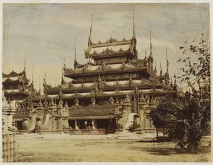 Amerapoora: Maha-Too-Lo-Bounghian Kyoung, 1855 (sulu boya ile boyanmış mumlu kağıttan albüm baskısı) by Linnaeus Tripe