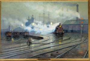 Lionel Walden (1861-1933) 1894 Sun tarafından Cardiff Docks Tablosunun Görünümü. 1,27x1,93 m. Paris, Musee d'Orsay - Cardiff Rıhtımlarının görünümü. Lionel Walden'ın (1861-1933) tablosu