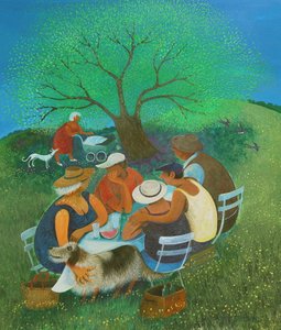 Aile Pikniği, 2018 (kağıt üzerinde akrilik) by Lisa Graa Jensen