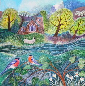 Finches, 2020,(kağıt üzerinde akrilik) by Lisa Graa Jensen