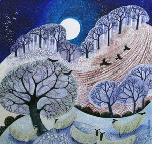 First Snow Surrey Hills (akrilik mürekkep)_
