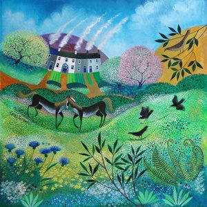 Kır çiçeği çayırı, 2020 (kağıt üzerinde akrilik) by Lisa Graa Jensen