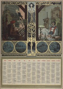 Elektrik santrali Strazburg. 1907, 1906 yılı takvimi. by Léo Schnug