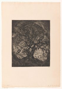 Çıplak dalları olan ağaç L'Arbre ve hiver (nesne üzerindeki orijinal başlık) by Lodewijk Schelfhout (signed by artist)