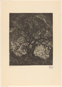Çıplak dalları olan ağaç L'Arbre ve hiver (nesne üzerindeki orijinal başlık) by Lodewijk Schelfhout (signed by artist)