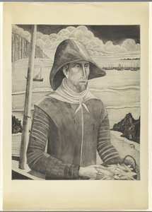 Breton dili visser Fisherman Breton II (orijinal başlık) by Lodewijk Schelfhout (signed by artist)