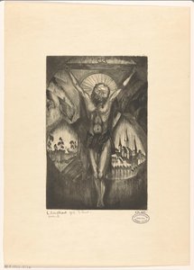 İsa çarmıhta Le Christ I (nesne üzerindeki orijinal başlık) by Lodewijk Schelfhout (signed by artist)