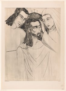 Christus tussen Johannes de Doper en Maria Christ, annesi ve Aziz John (orijinal başlık) by Lodewijk Schelfhout (signed by artist)