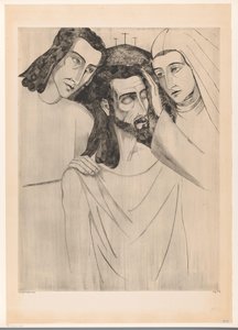 Christus tussen Johannes de Doper en Maria Christ, annesi ve Aziz John (orijinal başlık) by Lodewijk Schelfhout (signed by artist)