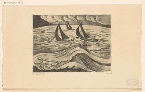 Denizde fırtınada üç yelkenli gemi La Tempête (orijinal başlık) by Lodewijk Schelfhout (signed by artist)