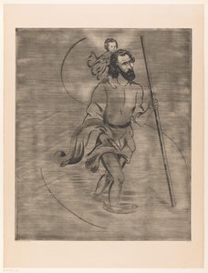 İsa Çocuk ile Aziz Christopher Aziz Christophe (orijinal başlık) by Lodewijk Schelfhout (signed by artist)