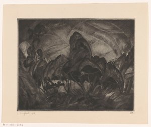 Les Arbres ağaçlarıyla dolu tepelik bir manzara (nesnedeki orijinal başlık) by Lodewijk Schelfhout (signed by artist)