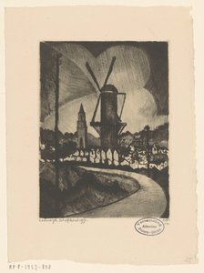 Değirmen ile tepelik manzara Le Moulin (orijinal başlık) by Lodewijk Schelfhout (signed by artist)