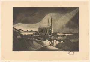 Katedral La Cathédrale (orijinal başlık) by Lodewijk Schelfhout (signed by artist)