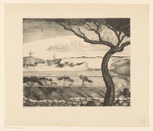 Köy yolu ile kıyı manzara St. Pierre (orijinal başlık) by Lodewijk Schelfhout (signed by artist)