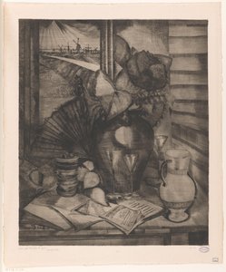 Pencere kenarındaki natürmort Les Helianthes (orijinal başlık) by Lodewijk Schelfhout (signed by artist)