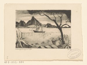 Bir koyda yelkenli gemi Le Bateau (orijinal başlık) by Lodewijk Schelfhout (signed by artist)