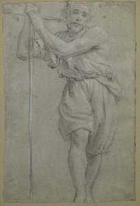 Tahta Haç Üzerine Yaslanmış Bir Adam (pastel) by Lodovico (attr. to) Carracci