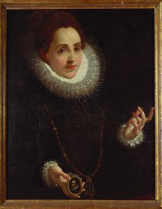 Bir Beyefendinin Portre Minyatürünü tutan bir Hanımefendinin Portresi by Lodovico Carracci