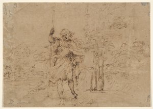 Bir Manzarada Aziz Christopher (veya Saint Roch?) by Lodovico Carracci