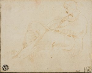 Profilde Oturan Drapeli Kadın by Lodovico Carracci
