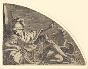 Kupalar Üzerinde Oturan Mars by Léon Davent after Francesco Primaticcio