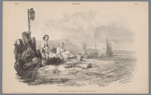 Bir koyda oynayan üç çocuk Kırsal yaşamın tasvirleri (dizi adı) Kampanya. Etudes varieés aux deux Crayons (nesne üzerinde seri başlığı) by Léon Jean Baptiste Sabatier