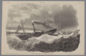 Fırtınada çarklı vapur Kırsal yaşamın tasvirleri (dizi adı) Kampanya. Etudes varieés aux deux Crayons (nesne üzerinde seri başlığı) by Léon Jean Baptiste Sabatier