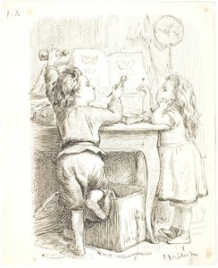 İki çocuk kelebekler hazırlıyor by Lorenz Frølich