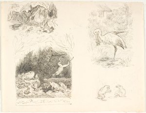 Skrubtudsen, H.C. için dört taslak çizim Andersen