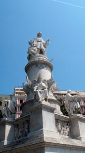 Monument in tribute to the navigator Christopher Columbus (Cristoforo Colombo). Marble sculpture by Lorenzo Bartolini (1777-1850). Piazza Acquaverde Genes (Genova) Italy