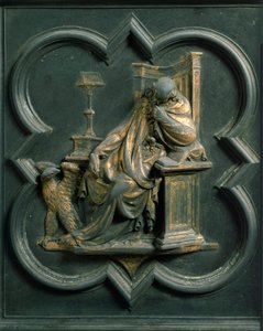Kuzey Porte (Kuzeyde Haç Kapısı olarak adlandırılır), dış detay: Aziz John Evangelist. Lorenzo Ghiberti (1378-1455) tarafından yapılan bronz heykel by Lorenzo Ghiberti