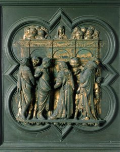 North Porte (called Porte de la Croix, in the North), exterior detail: “” Pentecote”” Bronze sculpture made by Lorenzo Ghiberti (1378-1455) by Lorenzo Ghiberti