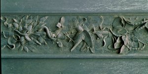 Heykel çerçevesi, kuzey kapısının detayı. Düşük kabartma bronz by Lorenzo Ghiberti