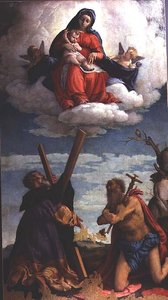 Aziz Andrew ve Aziz Jerome ile Glory Madonna ve Çocuk by Lorenzo Lotto