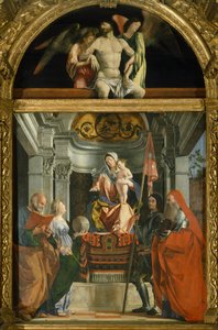 Madonna ve Azizler, Lorenzo Lotto (yaklaşık 1480-1556), tuval üzerine yağlı boya by Lorenzo Lotto