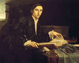 Stüdyosunda genç bir beyefendinin portresi by Lorenzo Lotto