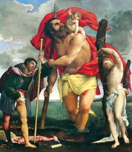 Aziz Rocco ve Sebastian arasındaki St Christopher by Lorenzo Lotto