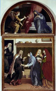Duyuru. Ziyaretin mihrabının bir parçası (panelde yağ by Lorenzo Lotto