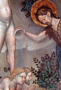 Ürdün nehrinde kalabalığı vaftiz eden Vaftizci Yahya, detay (Fresco by Lorenzo Salimbeni