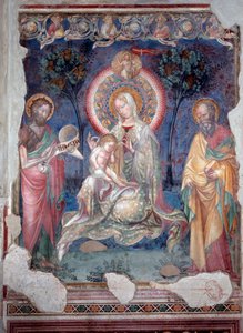 Havari Aziz James ve Aziz John Baptist (Fresco) ile çevrili çocuklu Bakire by Lorenzo Salimbeni