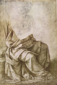 Astronomiyi temsil eden bir figürün incelenmesi (yıkamalı kalem ve mürekkep) by Lorenzo di Credi