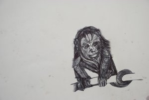 Maymun İşi,2016,(kağıt üzerinde biro) by Lou Gibbs