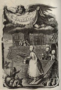 Restif de La Bretonne (1734-1806) Fransız yazar tarafından “Sapık Köylü veya Şehrin Tehlikeleri” için illüstrasyon. 18. yüzyıl Binet tarafından gravür.