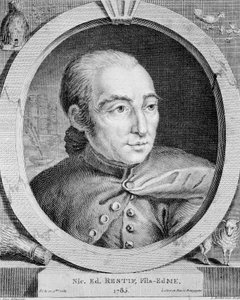 Nicolas Edme Restif de La Bretonne'nin Portresi (1734-1806) (ayrıca Retif de La Bretone) - Binet tarafından, gravür