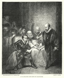 Alva bağlılık yemini ediyor (gravür) by Louis (after) Gallait